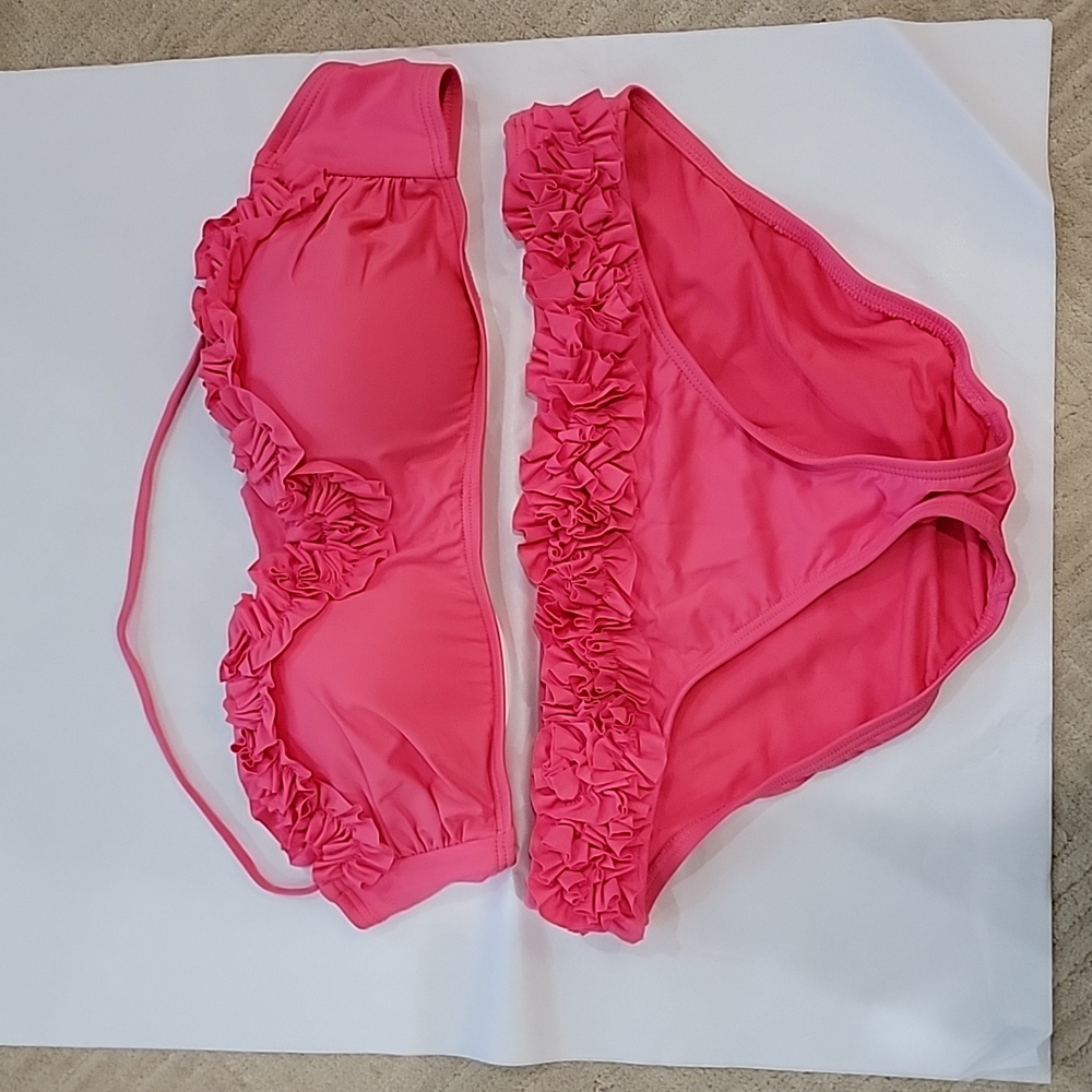 Kenneth Cole bikini,  ruffles, bright pink. So cute